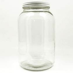 ONE GALLON JARS, GLASS, WITH METAL LID, BOX OF 4