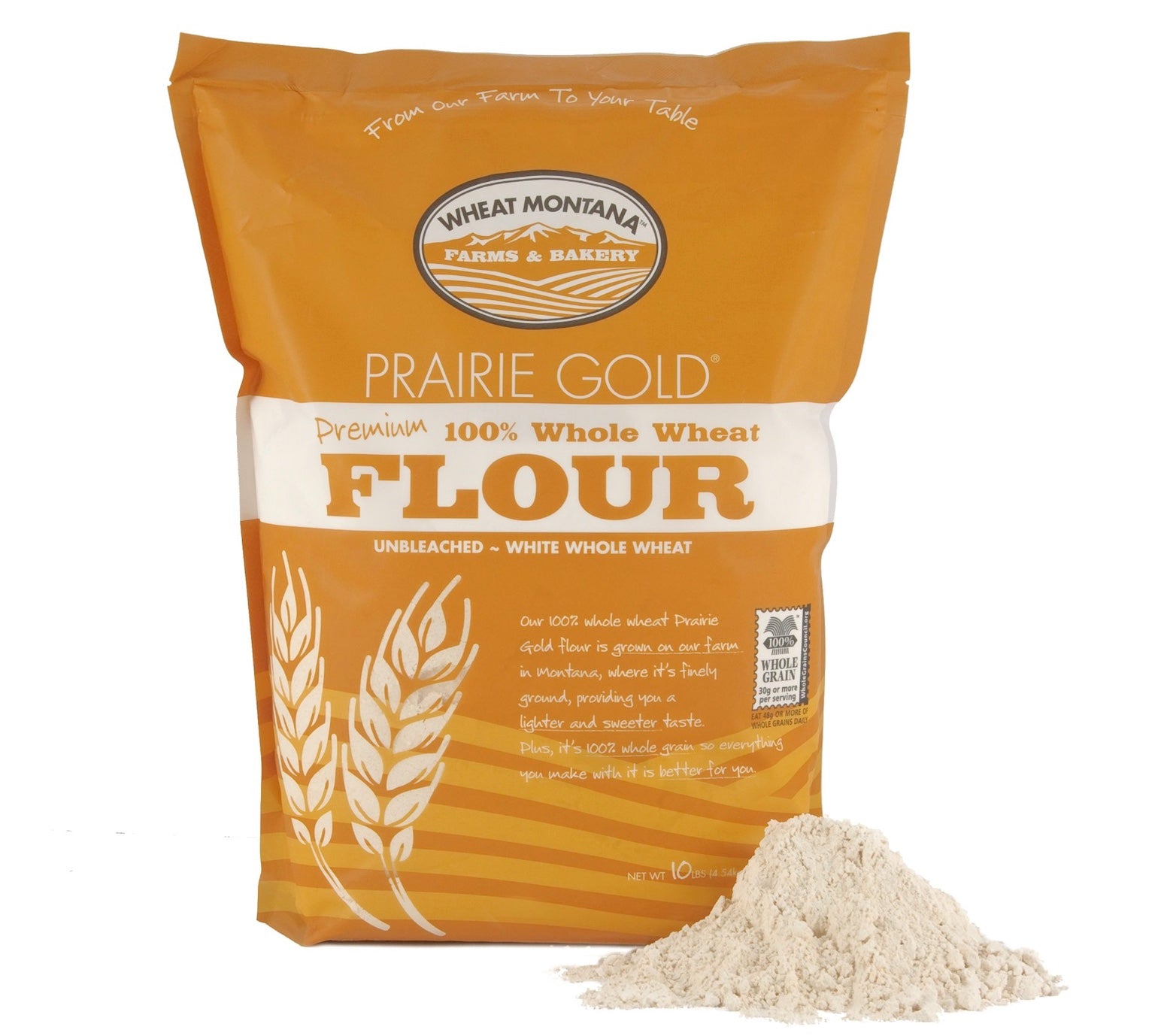 10 Lb Prairie Gold Hard White Whole Wheat Flour Wheat Montana Bulk